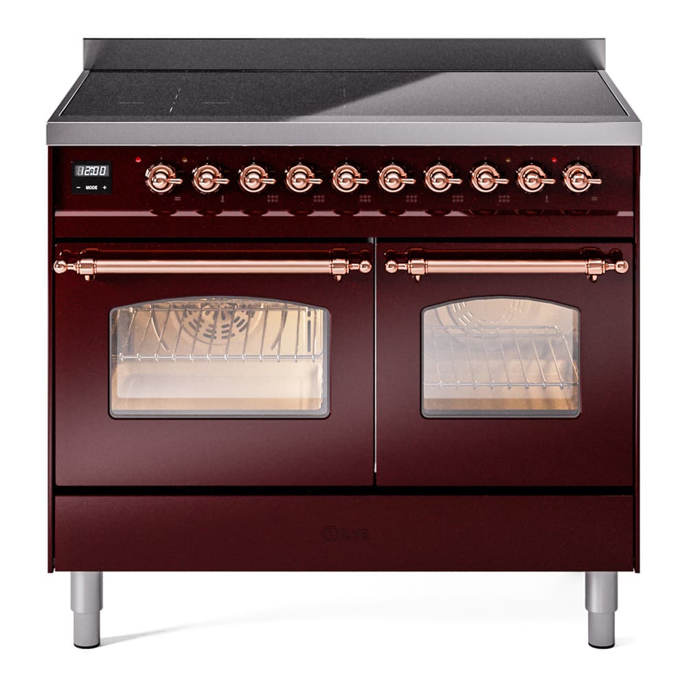 Nostalgie II 40 UPDI406NMPBUP Freestanding Electric Range Range with Induction Double Oven with Triple Glass Door with Copper knobs