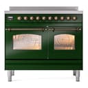 Nostalgie II 40 UPDI406NMPEGB Freestanding Electric Range Range with Induction Double Oven with Triple Glass Door with Bronze knobs view 5