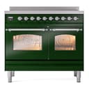 Nostalgie II 40 UPDI406NMPEGC Freestanding Electric Range Range with Induction Double Oven with Triple Glass Door with Chrome knobs view 5
