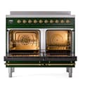 Nostalgie II 40 UPDI406NMPEGG Freestanding Electric Range Range with Induction Double Oven with Triple Glass Door with Brass knobs view 2