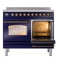 Nostalgie II 40 UPDI406NMPMBB Freestanding Electric Range Range with Induction Double Oven with Triple Glass Door with Bronze knobs view 4