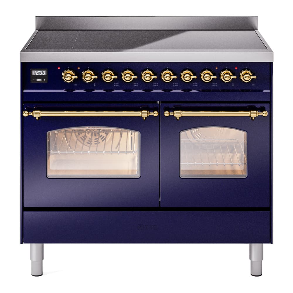 Nostalgie II 40 UPDI406NMPMBG Freestanding Electric Range Range with Induction Double Oven with Triple Glass Door with Brass knobs
