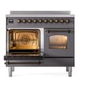 Nostalgie II 40 UPDI406NMPMGB Freestanding Electric Range Range with Induction Double Oven with Triple Glass Door with Bronze knobs view 3