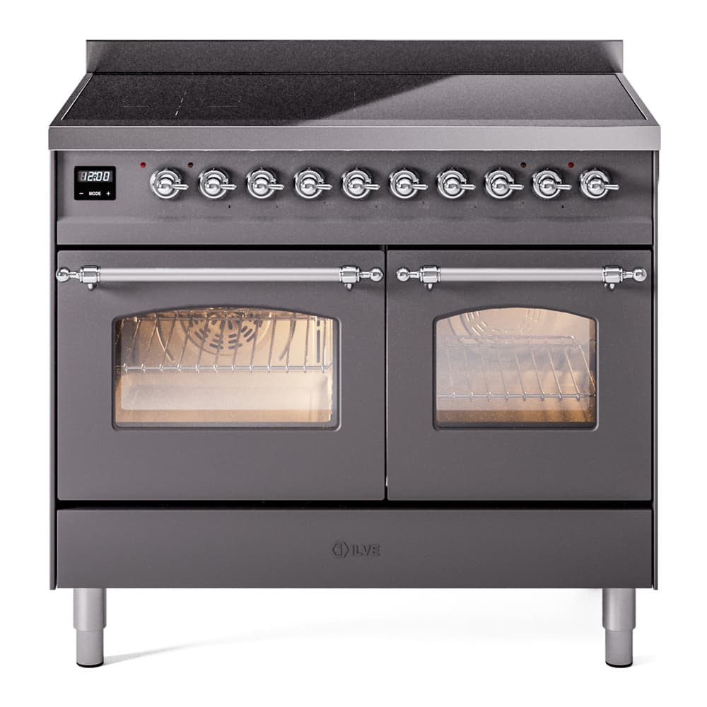 Nostalgie II 40 UPDI406NMPMGC Freestanding Electric Range Range with Induction Double Oven with Triple Glass Door with Chrome knobs
