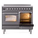Nostalgie II 40 UPDI406NMPMGC Freestanding Electric Range Range with Induction Double Oven with Triple Glass Door with Chrome knobs view 4