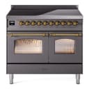 Nostalgie II 40 UPDI406NMPMGG Freestanding Electric Range Range with Induction Double Oven with Triple Glass Door with Brass knobs view 1