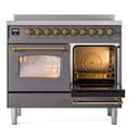 Nostalgie II 40 UPDI406NMPMGG Freestanding Electric Range Range with Induction Double Oven with Triple Glass Door with Brass knobs view 4
