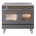 Nostalgie II 40 UPDI406NMPMGG Freestanding Electric Range Range with Induction Double Oven with Triple Glass Door with Brass knobs view 5
