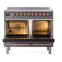 Nostalgie II 40 UPDI406NMPMGP Freestanding Electric Range Range with Induction Double Oven with Triple Glass Door with Copper knobs view 2