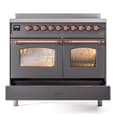 Nostalgie II 40 UPDI406NMPMGP Freestanding Electric Range Range with Induction Double Oven with Triple Glass Door with Copper knobs view 6