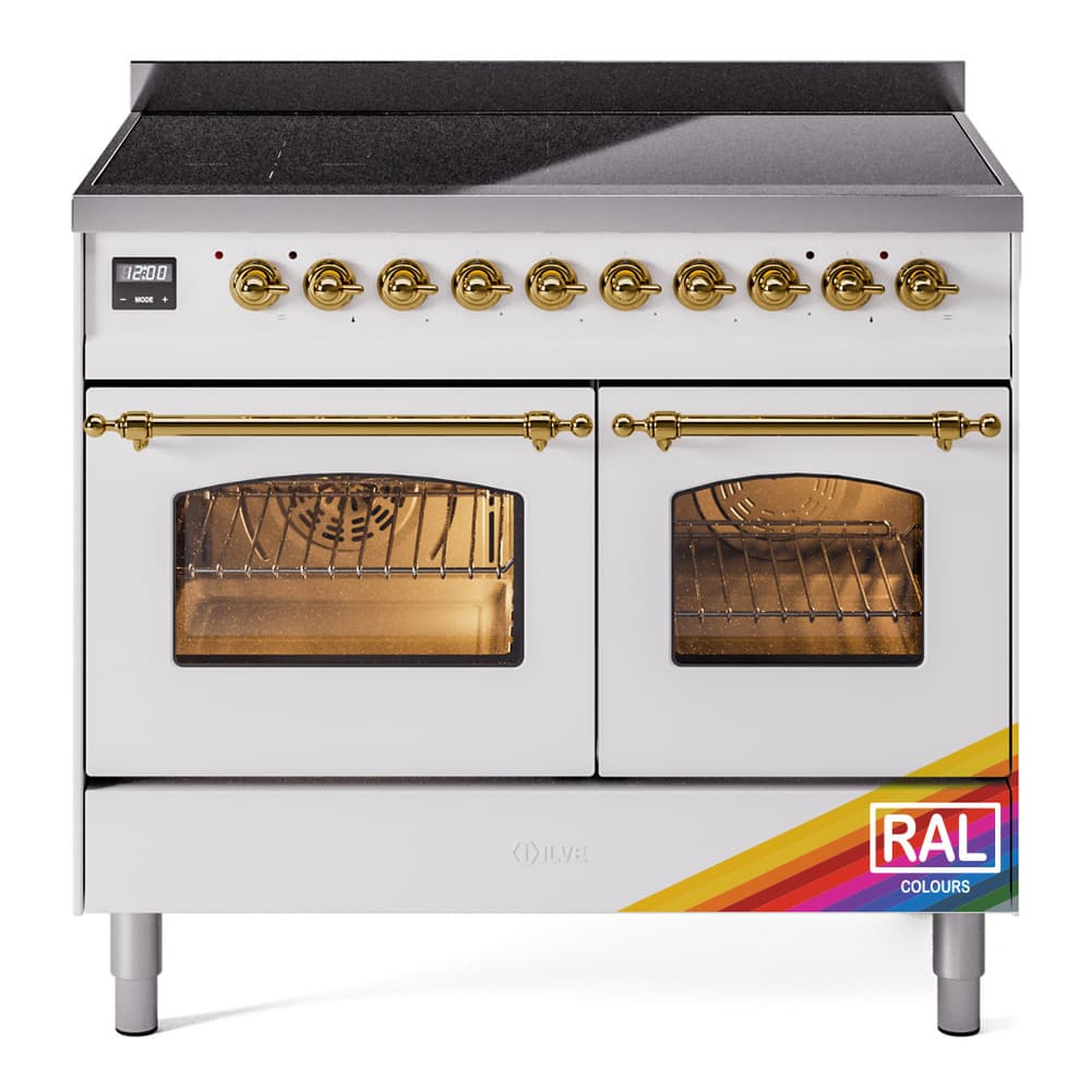 Nostalgie II 40 UPDI406NMPRAG Freestanding Electric Range Range with Induction Double Oven with Triple Glass Door with Brass knobs