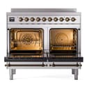 Nostalgie II 40 UPDI406NMPSSB Freestanding Electric Range Range with Induction Double Oven with Triple Glass Door with Bronze knobs view 2