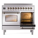 Nostalgie II 40 UPDI406NMPSSB Freestanding Electric Range Range with Induction Double Oven with Triple Glass Door with Bronze knobs view 4