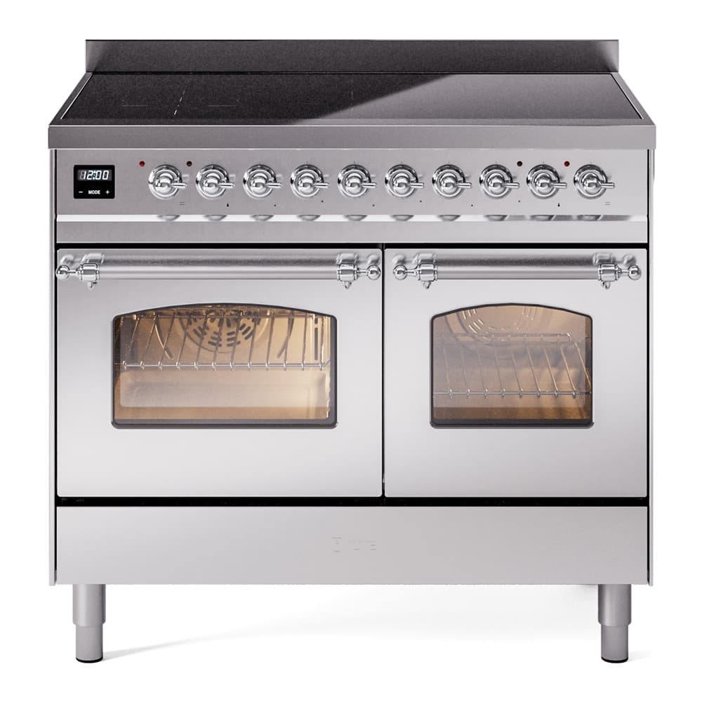 Nostalgie II 40 UPDI406NMPSSC Freestanding Electric Range Range with Induction Double Oven with Triple Glass Door with Chrome knobs