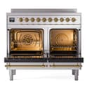 Nostalgie II 40 UPDI406NMPSSG Freestanding Electric Range Range with Induction Double Oven with Triple Glass Door with Brass knobs view 2