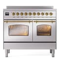 Nostalgie II 40 UPDI406NMPSSG Freestanding Electric Range Range with Induction Double Oven with Triple Glass Door with Brass knobs view 5