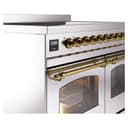 Nostalgie II 40 UPDI406NMPSSG Freestanding Electric Range Range with Induction Double Oven with Triple Glass Door with Brass knobs view 7