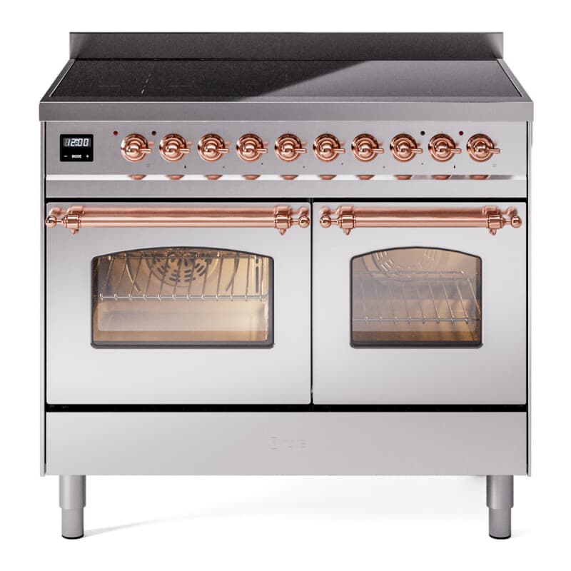 Nostalgie II 40 UPDI406NMPSSP Freestanding Electric Range Range with Induction Double Oven with Triple Glass Door with Copper knobs