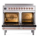 Nostalgie II 40 UPDI406NMPSSP Freestanding Electric Range Range with Induction Double Oven with Triple Glass Door with Copper knobs view 2
