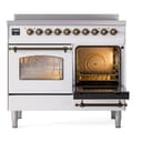 Nostalgie II 40 UPDI406NMPWHB Freestanding Electric Range Range with Induction Double Oven with Triple Glass Door with Bronze knobs view 4