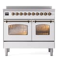 Nostalgie II 40 UPDI406NMPWHB Freestanding Electric Range Range with Induction Double Oven with Triple Glass Door with Bronze knobs view 5