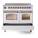 Nostalgie II 40 UPDI406NMPWHB Freestanding Electric Range Range with Induction Double Oven with Triple Glass Door with Bronze knobs view 6