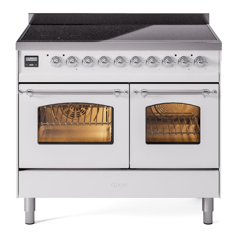 Nostalgie II 40 UPDI406NMPWHC Freestanding Electric Range Range with Induction Double Oven with Triple Glass Door with Chrome knobs