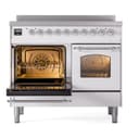 Nostalgie II 40 UPDI406NMPWHC Freestanding Electric Range Range with Induction Double Oven with Triple Glass Door with Chrome knobs view 3