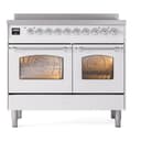 Nostalgie II 40 UPDI406NMPWHC Freestanding Electric Range Range with Induction Double Oven with Triple Glass Door with Chrome knobs view 5