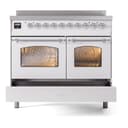 Nostalgie II 40 UPDI406NMPWHC Freestanding Electric Range Range with Induction Double Oven with Triple Glass Door with Chrome knobs view 6