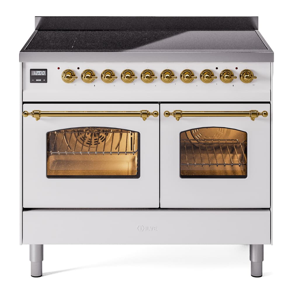 Nostalgie II Series 40 inch Freestanding Electric Induction Range with 6 Elements, Smoothtop Cooktop, 4.3 cu. ft. Total Oven Capacity, Convection Oven, Storage Drawer with Brass Trim
