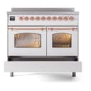 Nostalgie II 40 UPDI406NMPWHP Freestanding Electric Range Range with Induction Double Oven with Triple Glass Door with Copper knobs view 6