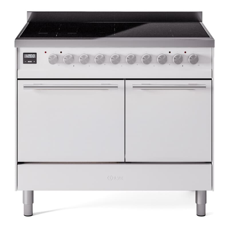 Professional Plus II 40 UPDI406QMPWH Freestanding Electric Range Range with Induction Double Oven with Solid Door with Stainless Steel knobs