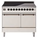 Nostalgie II 40 UPDI406QNMPAWB Freestanding Electric Range Range with Induction Double Oven with Solid Door with Bronze knobs view 1