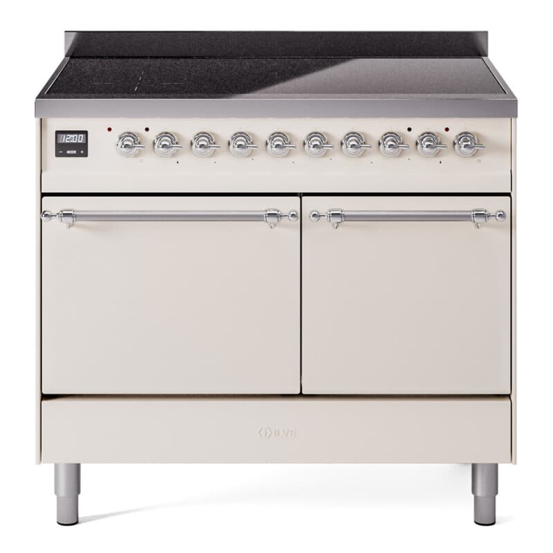 Nostalgie II 40 UPDI406QNMPAWC Freestanding Electric Range Range with Induction Double Oven with Solid Door with Chrome knobs