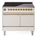 Nostalgie II 40 UPDI406QNMPAWG Freestanding Electric Range Range with Induction Double Oven with Solid Door with Brass knobs view 1