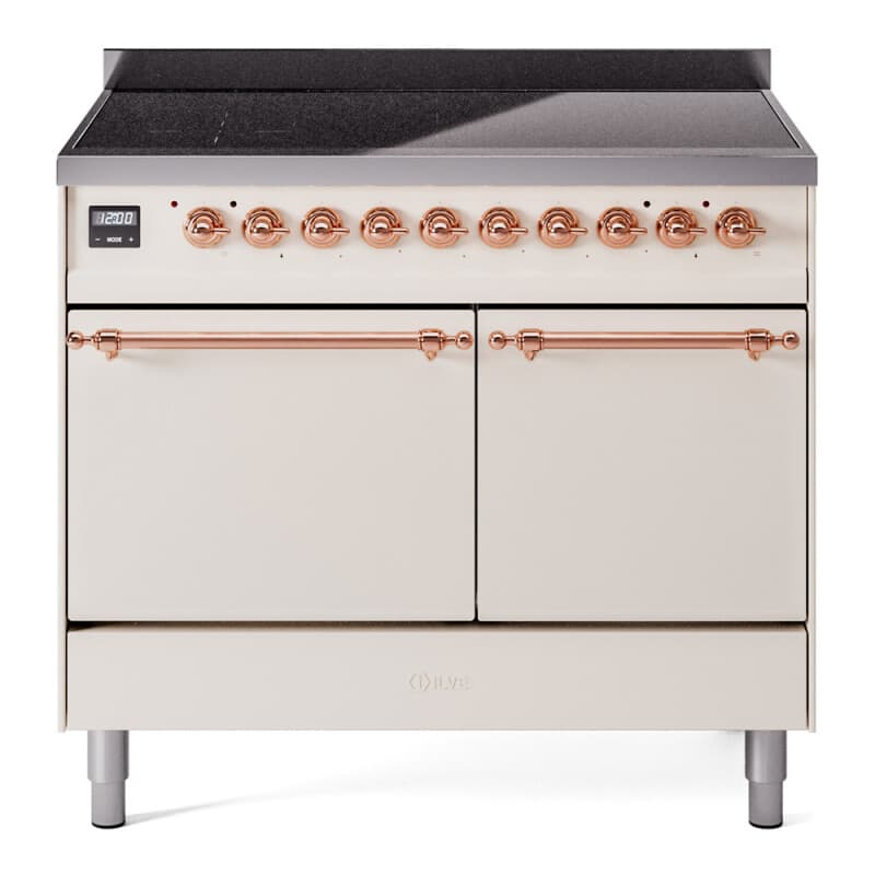 Nostalgie II 40 UPDI406QNMPAWP Freestanding Electric Range Range with Induction Double Oven with Solid Door with Copper knobs