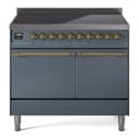 Nostalgie II 40 UPDI406QNMPBGG Freestanding Electric Range Range with Induction Double Oven with Solid Door with Brass knobs view 1