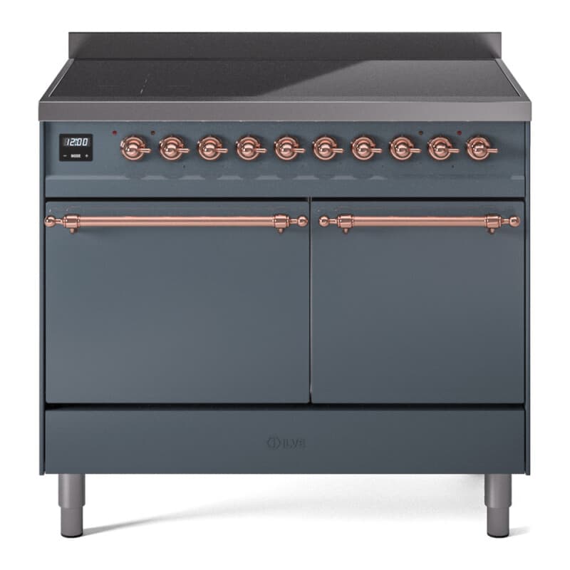 Nostalgie II 40 UPDI406QNMPBGP Freestanding Electric Range Range with Induction Double Oven with Solid Door with Copper knobs
