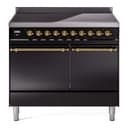 Nostalgie II 40 UPDI406QNMPBKG Freestanding Electric Range Range with Induction Double Oven with Solid Door with Brass knobs view 1