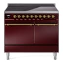 Nostalgie II 40 UPDI406QNMPBUG Freestanding Electric Range Range with Induction Double Oven with Solid Door with Brass knobs view 1