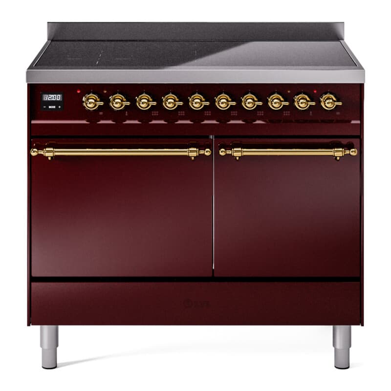 Nostalgie II 40 UPDI406QNMPBUG Freestanding Electric Range Range with Induction Double Oven with Solid Door with Brass knobs