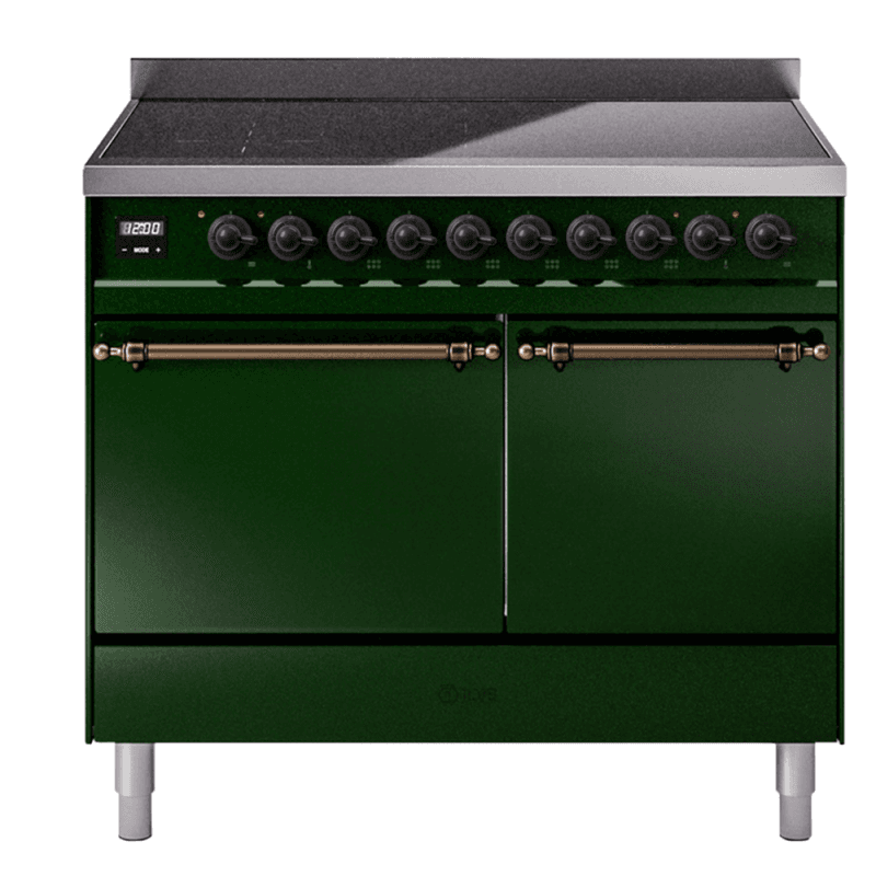 Nostalgie II 40 UPDI406QNMPEGB Freestanding Electric Range Range with Induction Double Oven with Solid Door with Bronze knobs