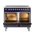 Nostalgie II 40 UPDI406QNMPMBC Freestanding Electric Range Range with Induction Double Oven with Solid Door with Chrome knobs view 2