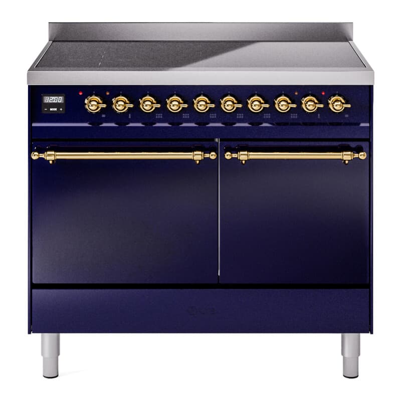 Nostalgie II 40 UPDI406QNMPMBG Freestanding Electric Range Range with Induction Double Oven with Solid Door with Brass knobs