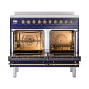 Nostalgie II 40 UPDI406QNMPMBG Freestanding Electric Range Range with Induction Double Oven with Solid Door with Brass knobs view 2