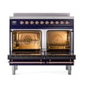 Nostalgie II 40 UPDI406QNMPMBP Freestanding Electric Range Range with Induction Double Oven with Solid Door with Copper knobs view 2