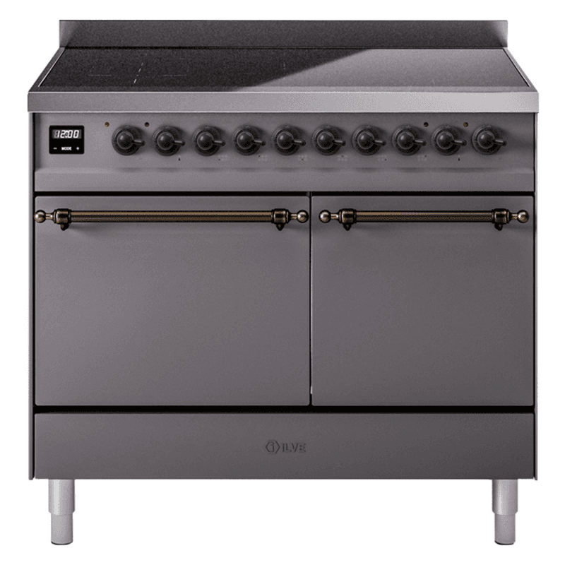 Nostalgie II 40 UPDI406QNMPMGB Freestanding Electric Range Range with Induction Double Oven with Solid Door with Bronze knobs