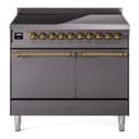Nostalgie II 40 UPDI406QNMPMGG Freestanding Electric Range Range with Induction Double Oven with Solid Door with Brass knobs view 1