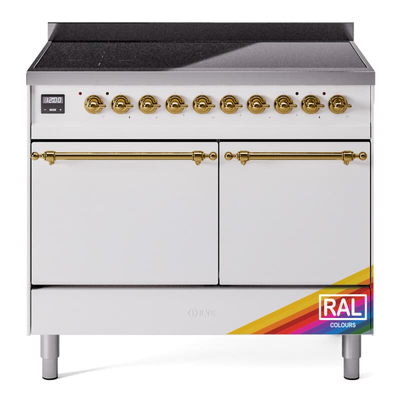 Nostalgie II 40 UPDI406QNMPRAG Freestanding Electric Range Range with Induction Double Oven with Solid Door with Brass knobs